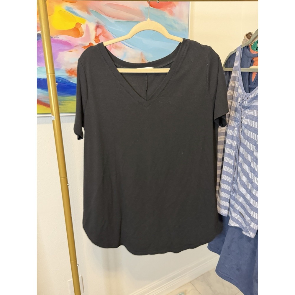 Zenana Women's Black Short Sleeve V-Neck Shirt 1X